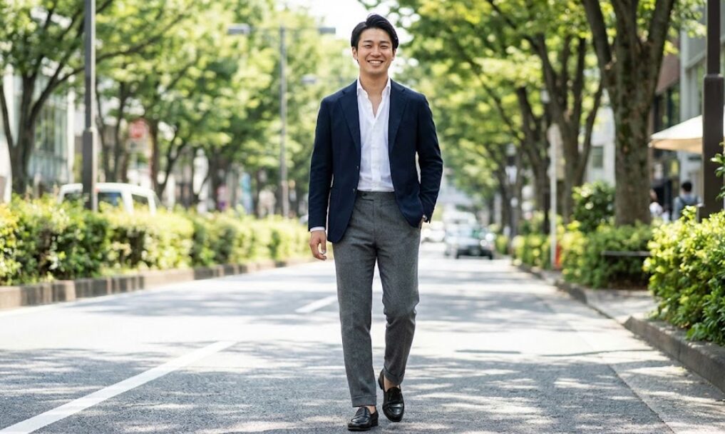 ネイビーブレザーで作る王道のフレンチアイビー