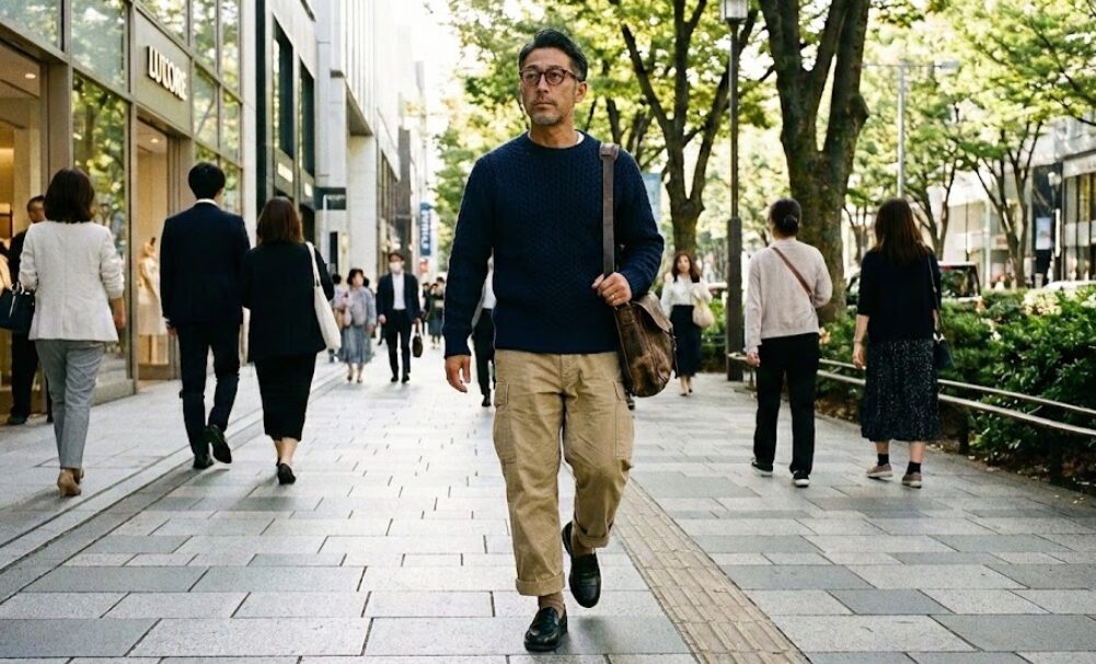 ミリタリーパンツを品良く見せるミックス術