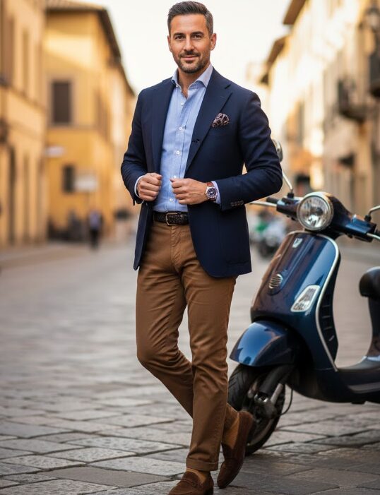 茶色の革靴のコーデで大人の余裕を演出する