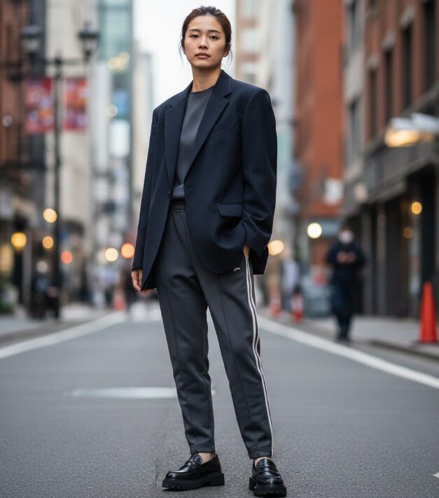 レディース版のジャージで作る洗練コーデ