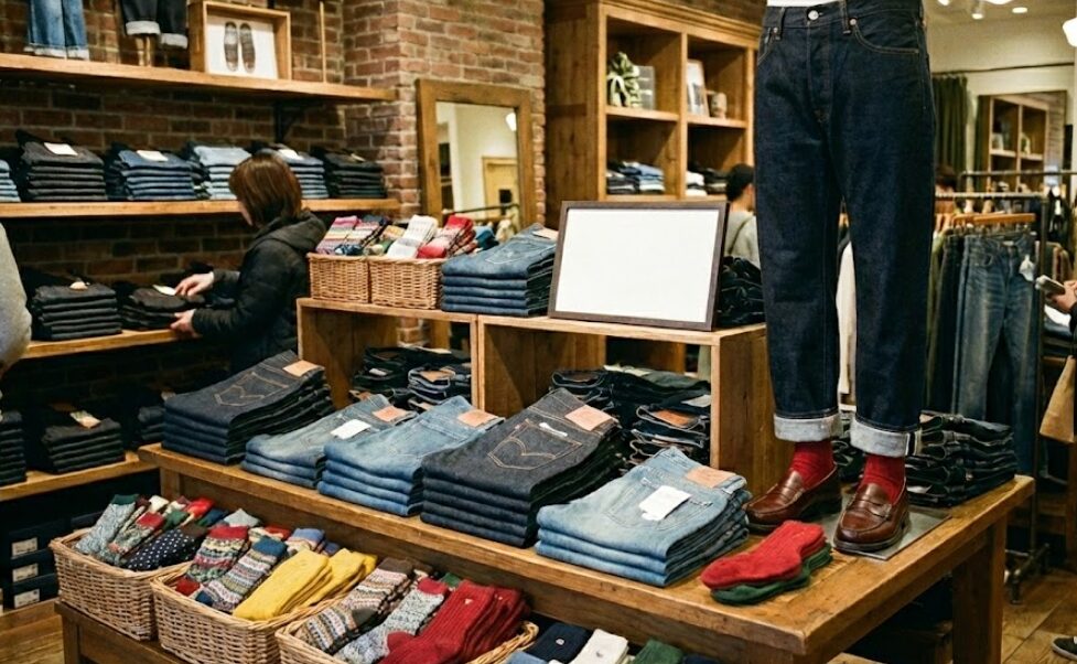 靴下の色選びで境界線をデザインする