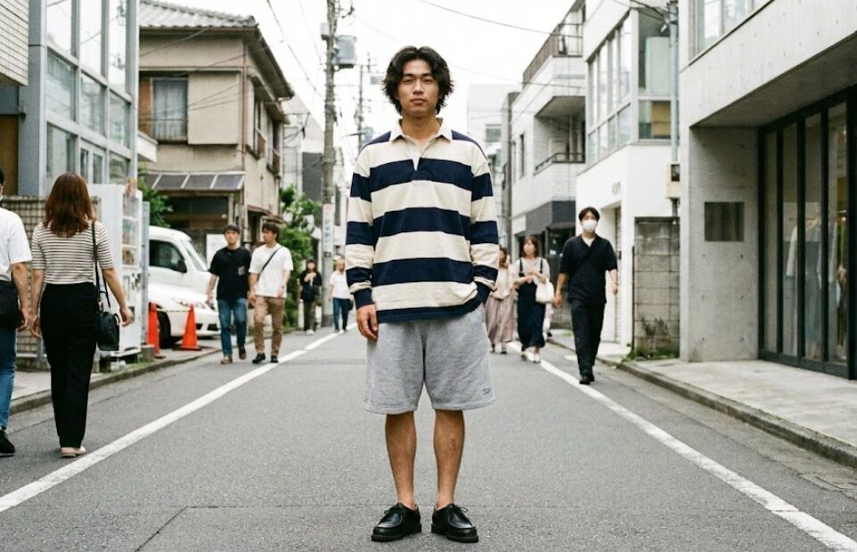 短パンと革靴が作る黄金比のコーデ