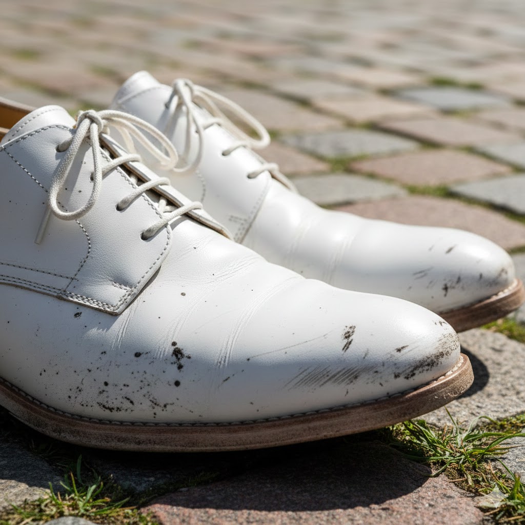 白い革靴の黒い汚れを落とす正しい手順と注意点