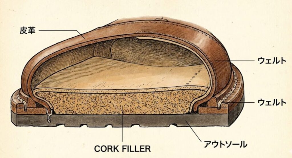 インソールが沈み込んで馴染む構造上の変化