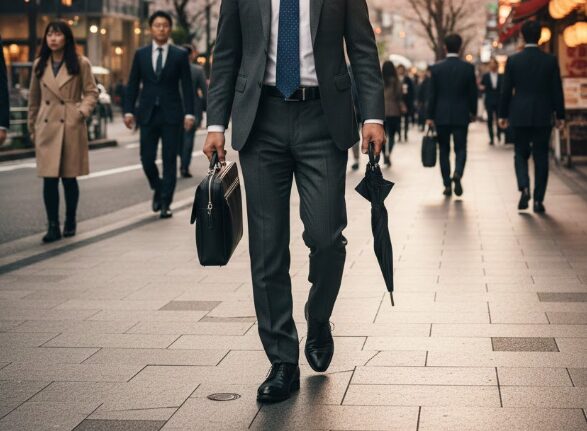 アシックスの革靴がダサいと思われない着こなし