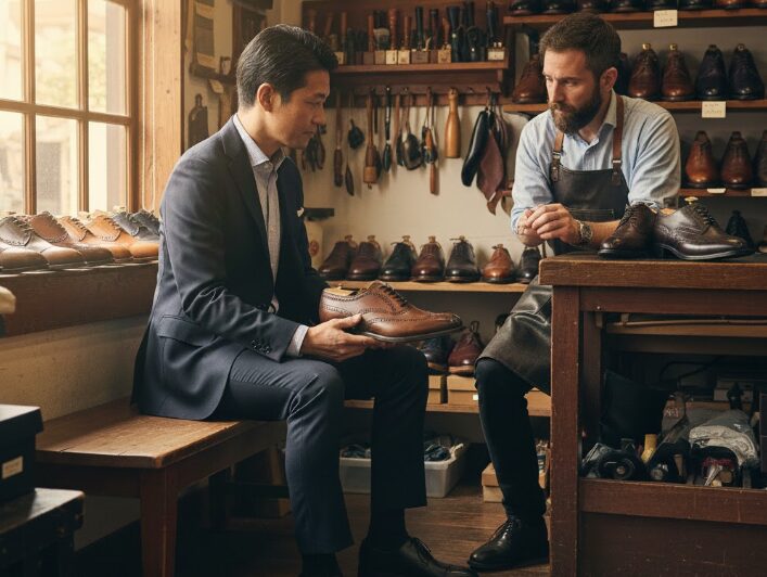 革靴のシワ入れに失敗した状態から回復させる修復技術