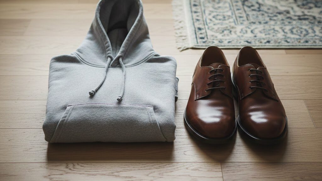 パーカーと革靴が合わない悩みを論理的に解決