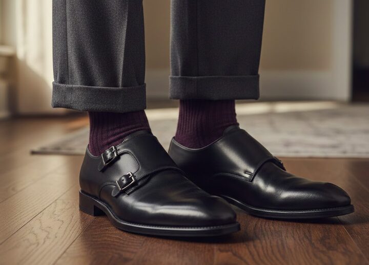 ソックスの差し色で足元にモダンな抜け感を出す