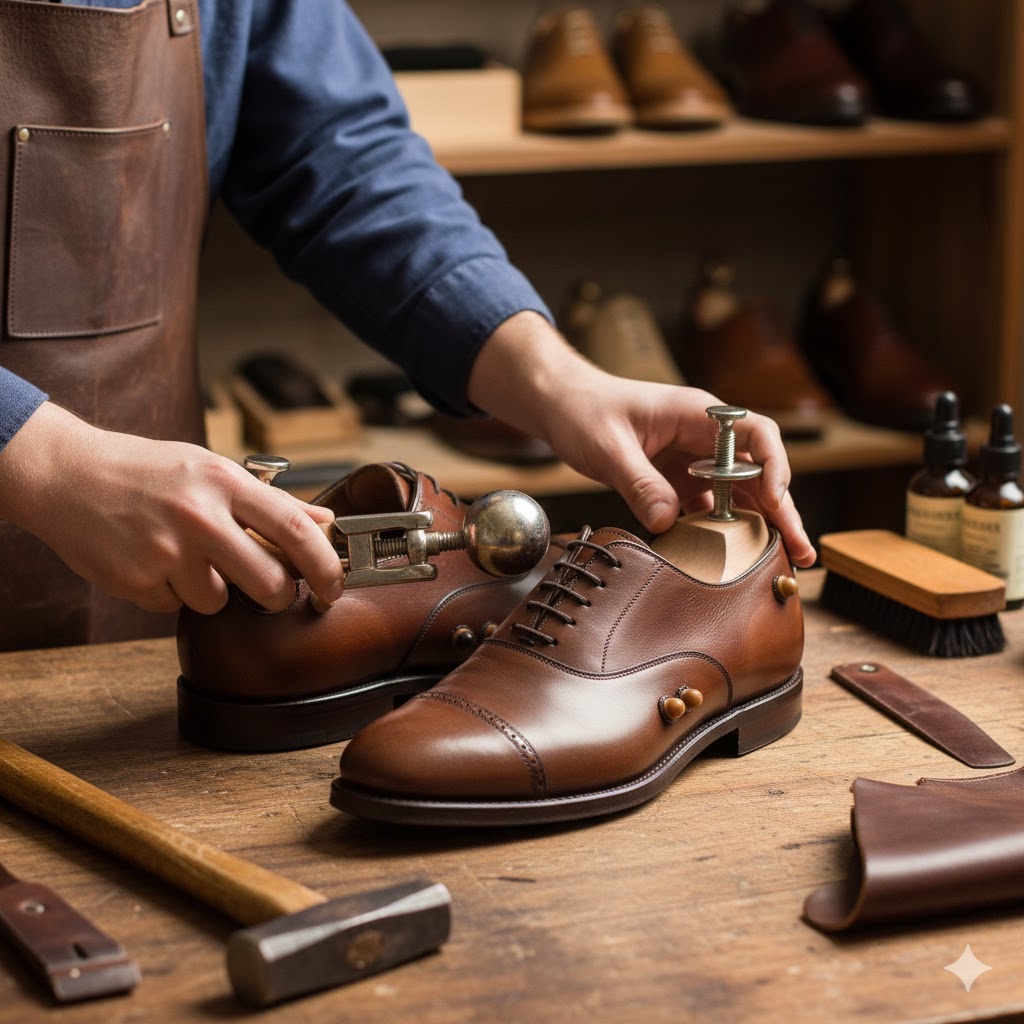 道具を使い効率よく革靴を柔らかくする手順