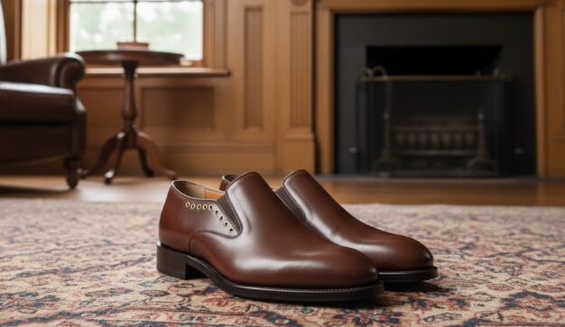 革靴を横から見た際に際立つ洗練されたシルエット