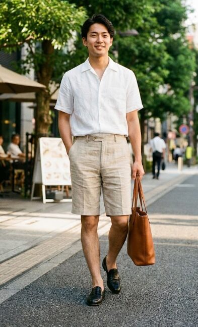 ビジカジや夏のショーツに合う大人のコーデ